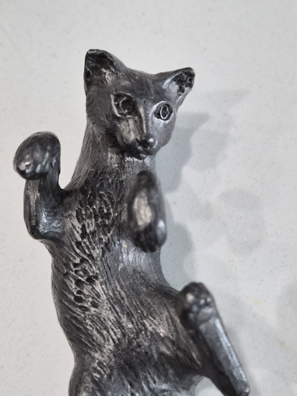 Vintage Pewter Cat Figurine Handcrafted